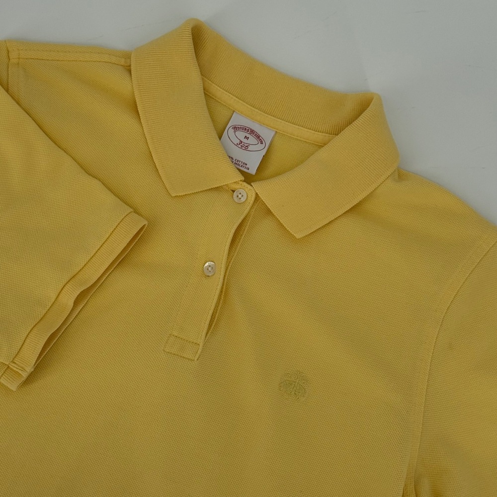Brooks Brothers 346 Womens Yellow Cotton Pique Short Sleeve Polo Shirt Size M